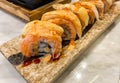 Sushi salmon spicy roll with cream cheese