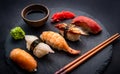 Sushi sashimi set closeup Royalty Free Stock Photo