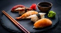 Sushi sashimi set closeup Royalty Free Stock Photo