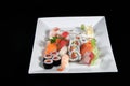 Sushi and sashimi with wasabi Royalty Free Stock Photo