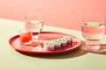 Sushi seafood meal set roll plate traditional food japanese japan concept Royalty Free Stock Photo