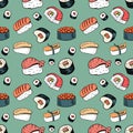 Sushi seamless background