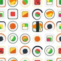 Sushi Seamless Pattern Background. Vector