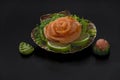 Sushi seaweed and salmon salad over shell