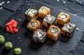 Sushi, sesame, ginger, wasabi