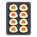 8 sushi set box icon cartoon vector. Online deliver Royalty Free Stock Photo