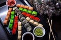 Sushi set with a Christmas tree shape Royalty Free Stock Photo