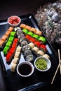 Sushi set with a Christmas tree shape Royalty Free Stock Photo