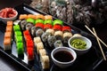 Sushi set with a Christmas tree shape Royalty Free Stock Photo