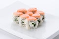 Japanese food restaurant, sushi maki gunkan roll plate or platter set. Sushi set and composition Royalty Free Stock Photo