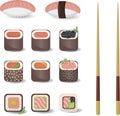Sushi set in a flat style