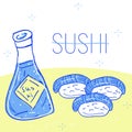 Sushi set hand drawn sketch style