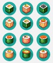 Sushi set icons