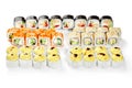 Sushi set of Japanese rolls wth cheese, masago, crab and shrimp Royalty Free Stock Photo