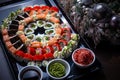 Sushi set with many pieces and various maki Royalty Free Stock Photo