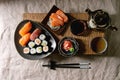 Sushi Set nigiri and sushi rolls Royalty Free Stock Photo