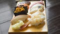 A sushi set from Otaru, Hokkaido, Japan. Variety of sushi such a