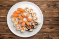 Sushi set with Philadelphia maki, nigiri unagi and nigiri sake Royalty Free Stock Photo