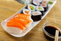 Sushi set. Popular Japanese dish Royalty Free Stock Photo