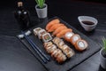 Sushi Set sashimi and sushi rolls served