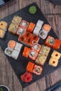 Sushi Set sashimi and sushi rolls served
