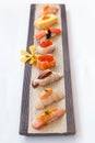 Sushi Set Served on Stone Plate. Royalty Free Stock Photo