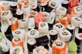 Sushi set on silver tray Royalty Free Stock Photo