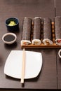 Set of sushi with empty plate on the table Royalty Free Stock Photo