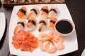 Set of sushi in the white plate Royalty Free Stock Photo