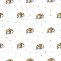 Sushi shrimp seamless vector pattern.