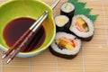 Sushi with soya sauce