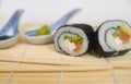 Sushi and soya sauce, wassabi Royalty Free Stock Photo