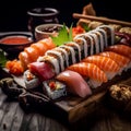 Sushi on the table close up, protrait