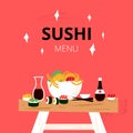 Sushi Table Menu Red Royalty Free Stock Photo