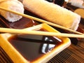 Sushi table ready for dinner Royalty Free Stock Photo