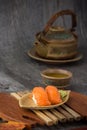 sushi and tea drinking set Royalty Free Stock Photo