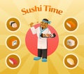 Sushi Time Cartoon Composition