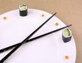 Sushi Time Concept with caviar on white plate Royalty Free Stock Photo