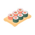 Sushi on tray icon, cartoon style Royalty Free Stock Photo