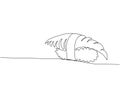 Sushi, tuna nigiri, maguro nigiri one line art. Continuous line drawing of sushi, japanese, food, roll, culture, tasty