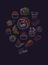 Sushi types poster color dark