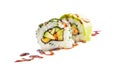 Sushi uramaki with soy sauce isolated on white background Royalty Free Stock Photo