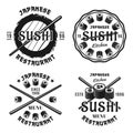 Sushi set of vector emblems