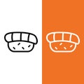 Sushi Vector Icon Logo in Outline Style
