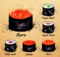 Sushi watercolor Maki in kraft