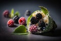 Sushi white mulberries huckleberries raspberries blueberries and blackberries Royalty Free Stock Photo