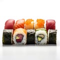 sushi on withe background, AI Generative.