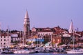 Susnet over port at Izola peninsula, Slovenia Royalty Free Stock Photo