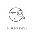Suspect emoji linear icon. Modern outline Suspect emoji logo con