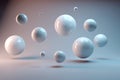 Suspended balls on a warm and cold background. 3D image rendering